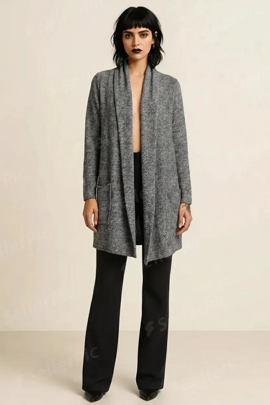 Babaton Grey Wool & Cashmere Open Cardigan Sweater Small